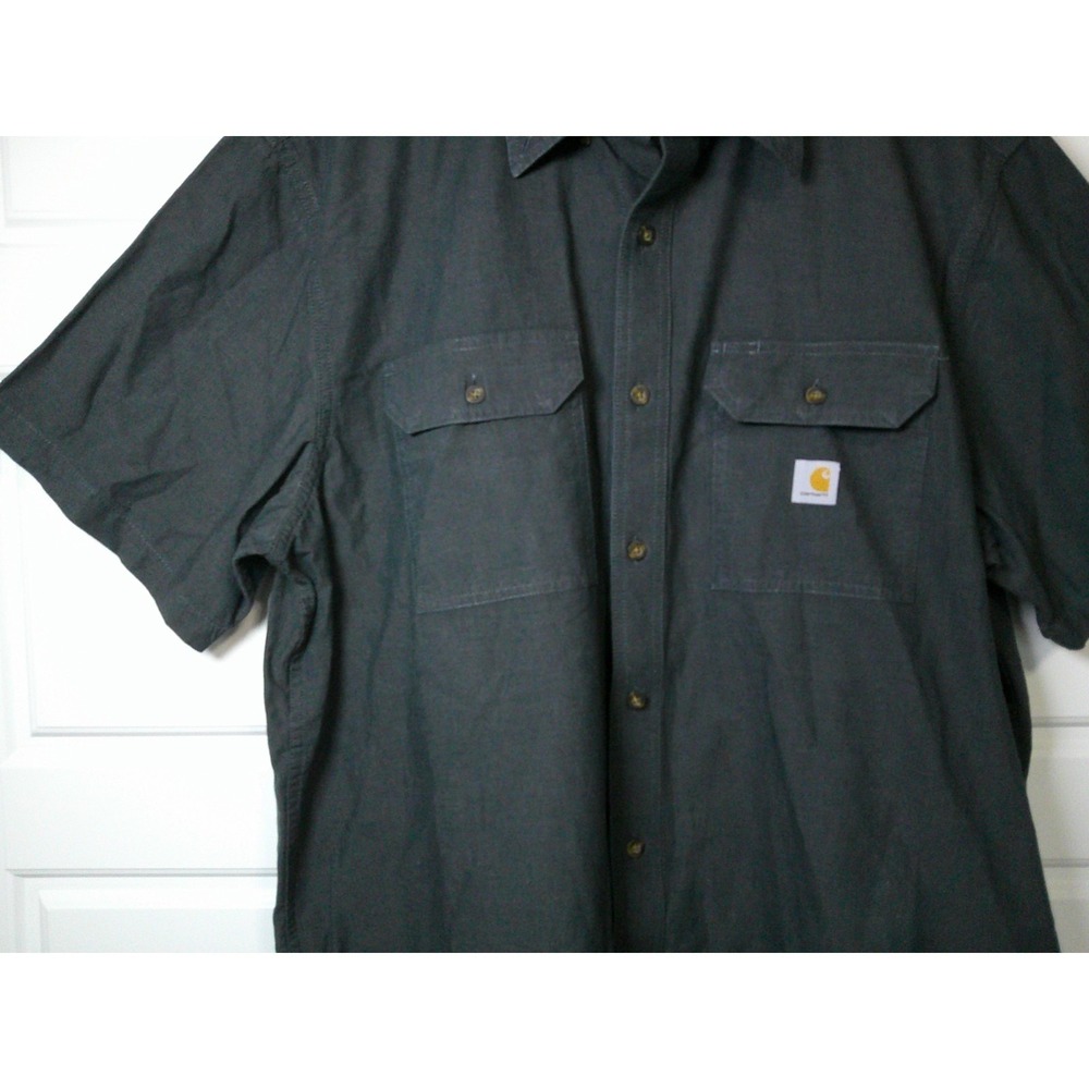 Carhartt Button Down Shirt Mens XL Black Loose‎ Fit Short Sleeve 104369 BKC Work - Picture 7 of 13